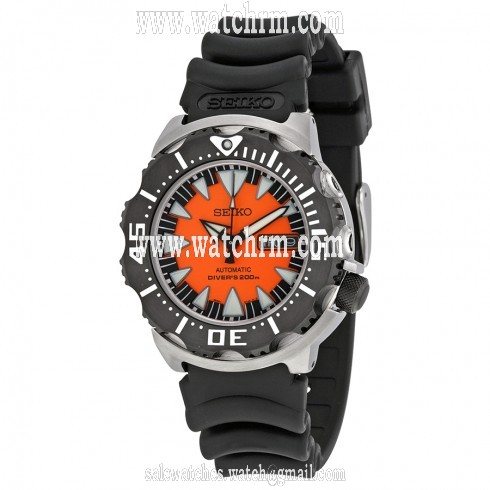 Seiko Divers Automatic Black & Orange Dial Stainless Steel Men's Watch SRP315