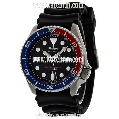 Seiko Divers Automatic Blue Dial Black Rubber Strap Men's Watch SKX009J1