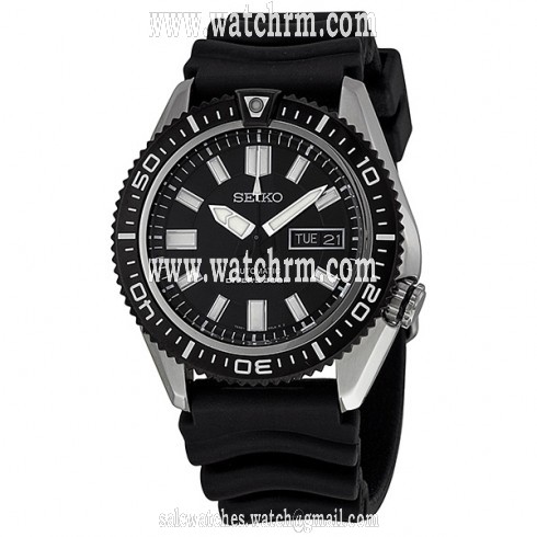 Seiko Divers Black Dial Black Rubber Strap Men's Watch SKZ327