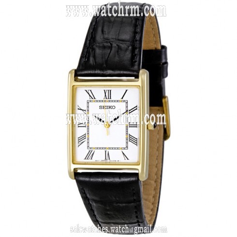 Seiko Dress Black Leather Strap Men's Watch SNF672