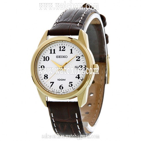 Seiko Easy Reader White Dial Brown Leather Ladies Watch SXDE78