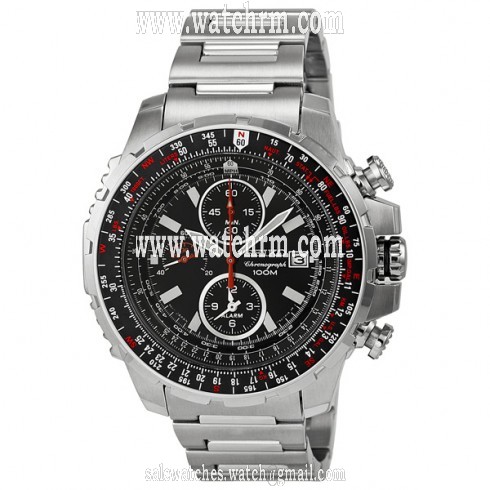Seiko Flight Computer Chronograph Black Dial Stainless Steel Men's Watch SNAD05