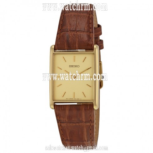 Seiko Gold Dial Gold-tone Stainless Steel Brown Leather Men's Watch SFP606