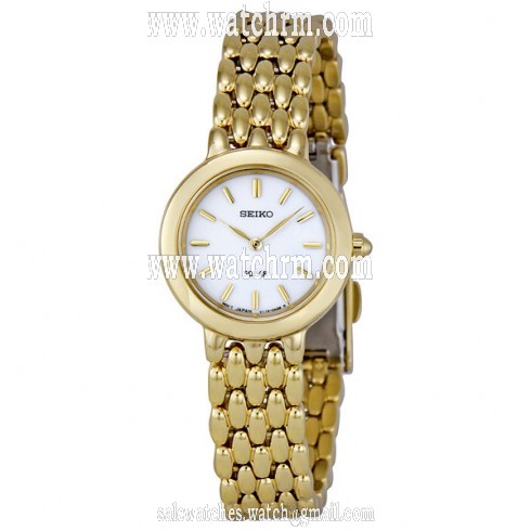 Seiko Gold-tone Dress White Dial Solar Quartz Ladies Watch SUP022