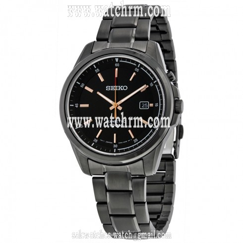 Seiko Kinetic Black Dial Black Black Ion-plated Men's Watch SKA681