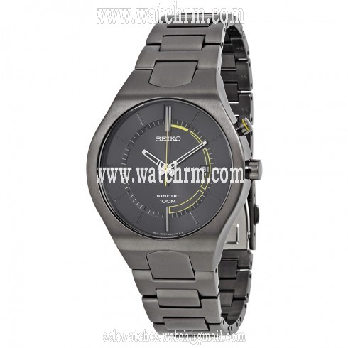 Seiko Kinetic Black Dial Black Ion-plated Men's Watch SKA649