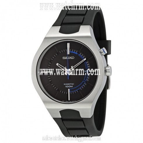 Seiko Kinetic Black Dial Black Silicone Men's Watch SKA651