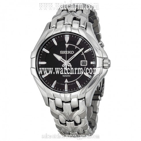 Seiko Kinetic Black Dial Stainless Steel Men's Watch SKA585