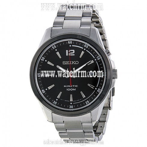 Seiko Kinetic Black Dial Stainless Steel Men's Watch SKA603