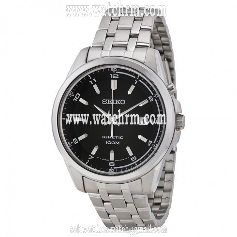 Seiko Kinetic Black Dial Stainless Steel Men's Watch SKA633