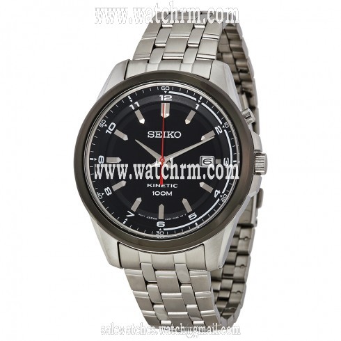 Seiko Kinetic Black Dial Stainless Steel Men's Watch SKA635