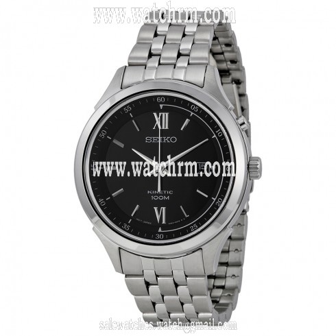 Seiko Kinetic Black Dial Stainless Steel Men's Watch SKA657P1
