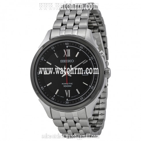 Seiko Kinetic Black Dial Stainless Steel Men's Watch SKA659