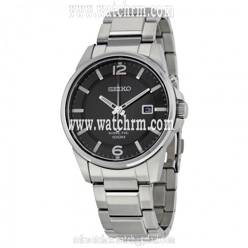 Seiko Kinetic Black Dial Stainless Steel Men's Watch SKA665