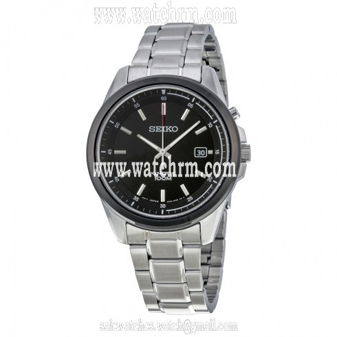 Seiko Kinetic Black Dial Stainless Steel Men's Watch SKA679