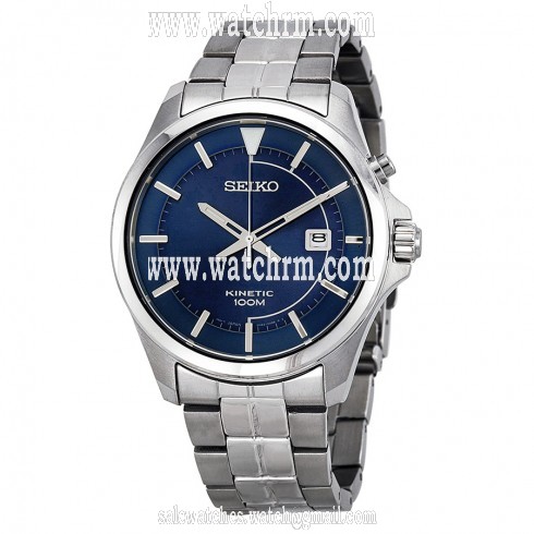 Seiko Kinetic Blue Dial Stainless Steel Men's Watch SKA581