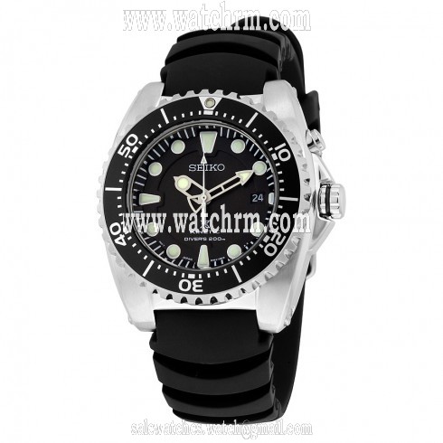 Seiko Kinetic Dive Black Dial Black Rubber Men's Sports Watch SKA371P2