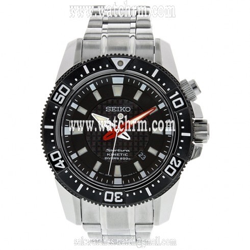 Seiko Kinetic Dive Black Dial Stainless Steel Men's Watch SKA511