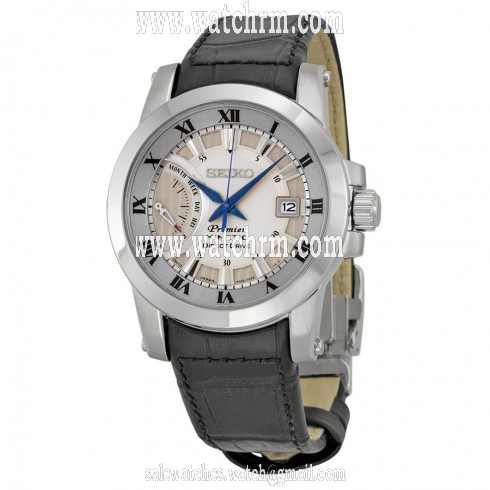 Seiko Kinetic Grey Dial Black Leather Men's Watch SRG015P1