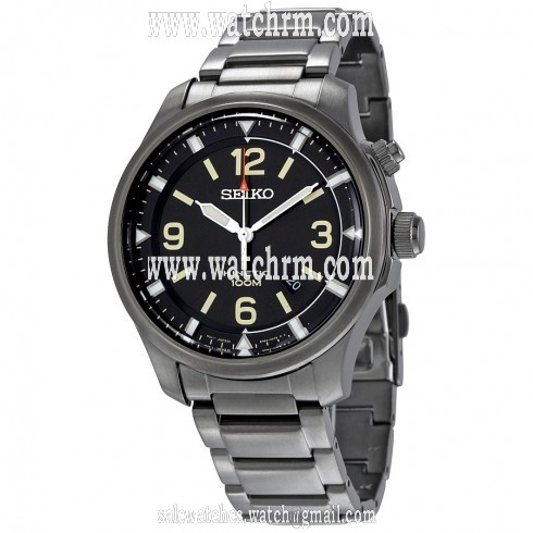 Seiko Kinetic Grey Dial Grey Ion-plated Men's Watch SKA707
