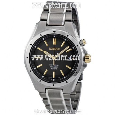 Seiko Kinetic Grey Dial Titanium Men's Watch SKA495