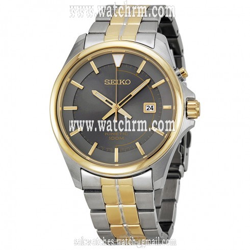 Seiko Kinetic Grey Dial Two-tone Men's Watch SKA582