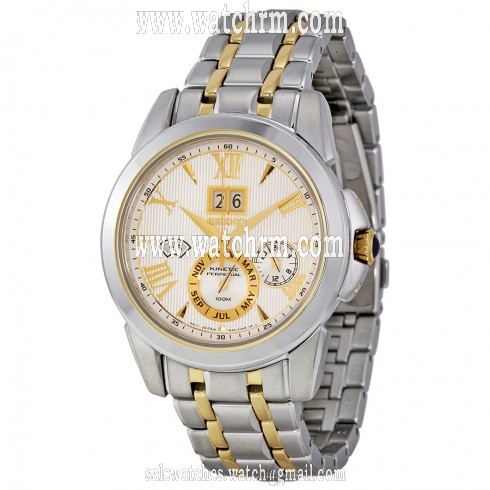 Seiko Kinetic Ivory Dial Two-Toned Stainless Steel Mnes Watch SNP066