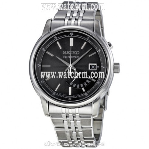 Seiko Kinetic Retro Day Date Stainless Steel Men's Watch SRN029P1