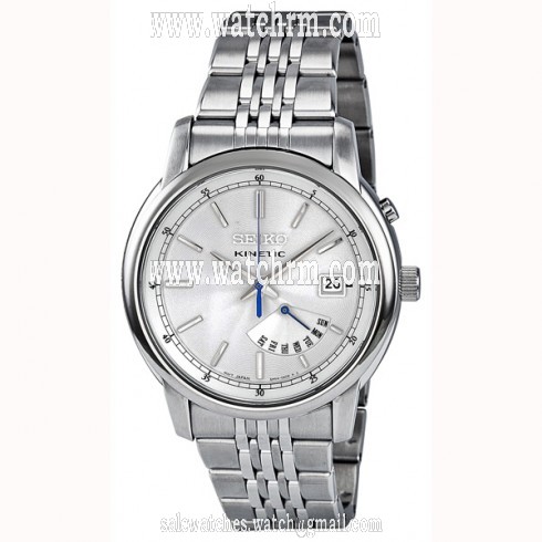 Seiko Kinetic Silver Dial Day and Date Men's Watch SRN027