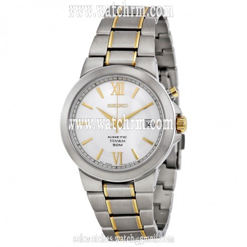 Seiko Kinetic Silver Dial Two-tone Titanium Men's Watch SKA485