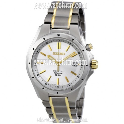 Seiko Kinetic Silver Dial Two-tone Titanium Men's Watch SKA497
