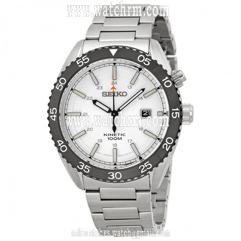 Seiko Kinetic White Dial Stainless Steel Men's Watch SKA615