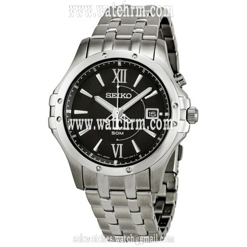 Seiko Le Grand Sport Kinetic Black Dial Steel Men's Watch SKA549