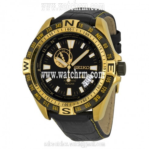 Seiko Limited Edition Automatic Black Dial Black Leather Men's Watch SSA190