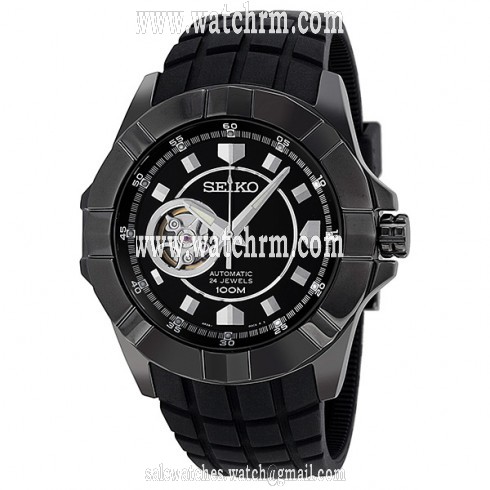Seiko Lord Automatic Black Dial Black Polyurethane Men's Watch SSA079