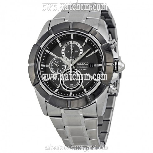 Seiko Lord Chronograph Black Dial Stainless Steel Men's Watch SNDE69