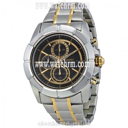 Seiko Lord Chronograph Black Dial Two-tone Men's Watch SNDE70