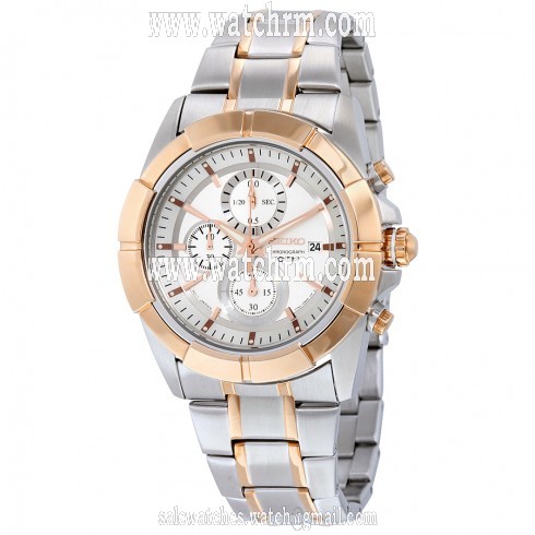 Seiko Lord Chronograph Silver Dial Two-tone Men's Watch SNDE72