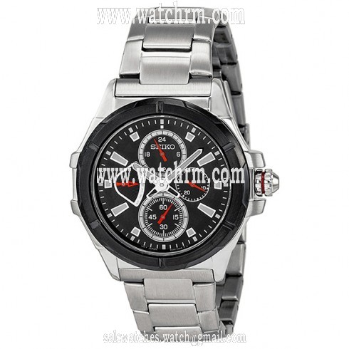 Seiko Lord GMT Multi-Function Black Dial Stainless Steel Men's Watch SRL035