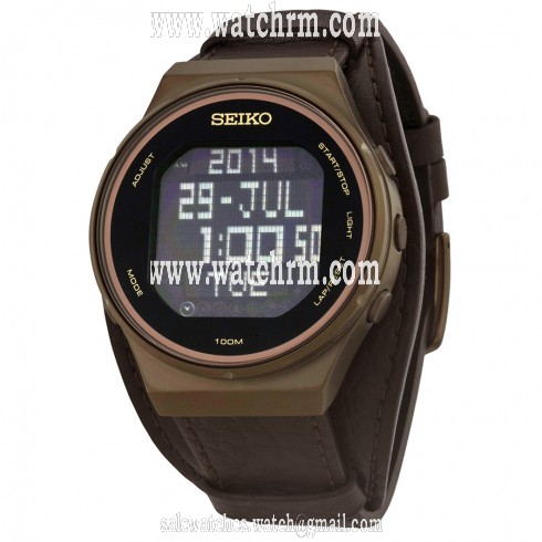 Seiko Matrix Digital Display Brown Leather Men's Watch STP019