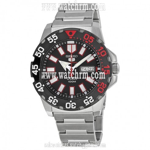 Seiko Men 5 Sports Monster Automatic Black Dial Stainless Steel Men's Watch SRP487