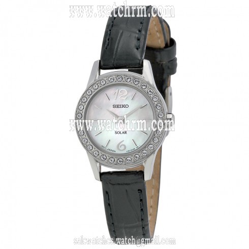 Seiko Mother of Pearl Dial Grey Leather Ladies Watch SUP131