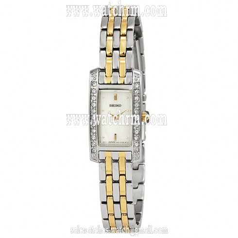 Seiko Mother of Pearl Swarovski Crystal Two-tone Ladies Watch SUJG55