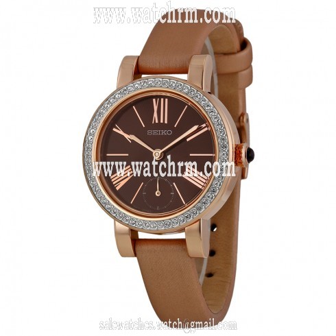 Seiko Mujer Brown Dial Beige Leather Ladies Watch SRK032