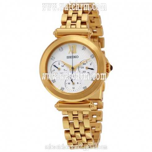 Seiko Multi-Function White Dial Gold-plated Ladies Watch SKY698