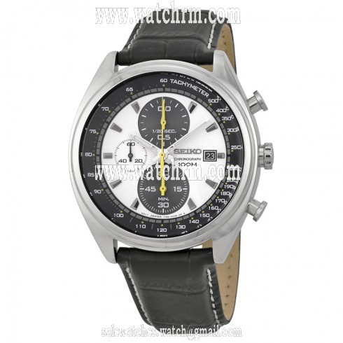 Seiko Neo Sport Chronograph Black and White Dial Black Leather Men's Watch SNDF93P1