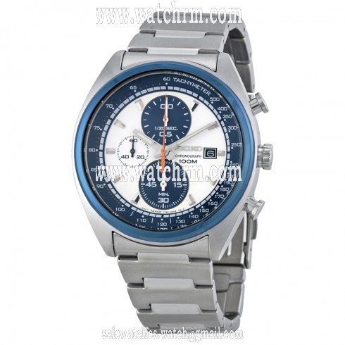 Seiko Neo Sport Chronograph Blue and White Dial Stainless Steel Men's Watch SNDF87P1