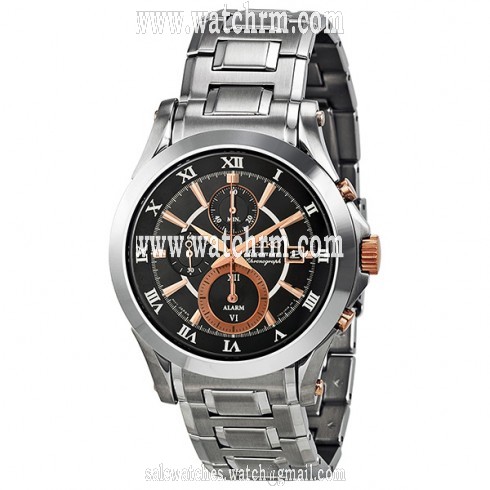 Seiko Premier Chronograph Black Dial Rose Gold PVD Men's Watch SNAF20
