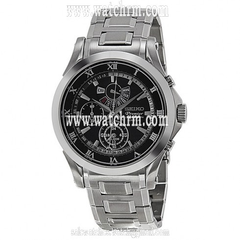 Seiko Premier Chronograph Black Dial Stainless Steel Men's Watch SPC051