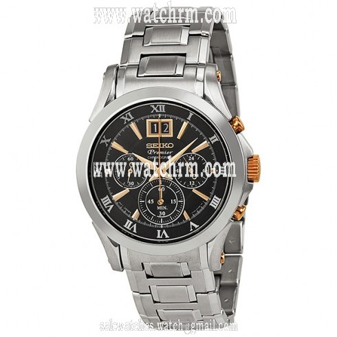 Seiko Premier Chronograph Black Dial Stainless Steel Quartz Men's Watch SPC064